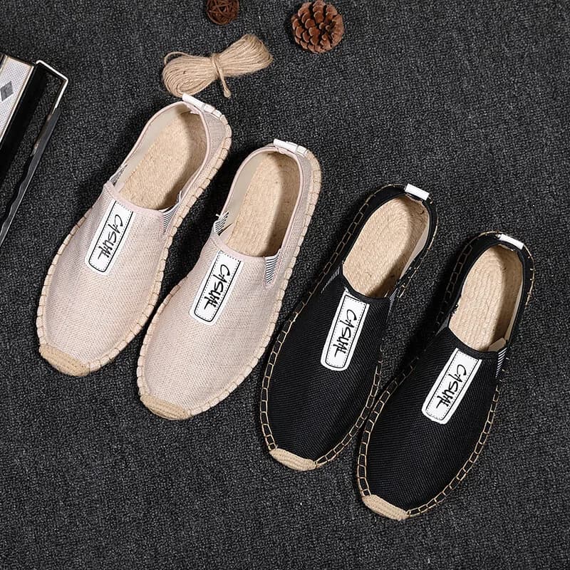 Linen Male Casual Shoes Loafers Mens Flats Weaving Fisherman Shoes Men's Handmade Flats Espadrilles Elegant Driving Shoes Men