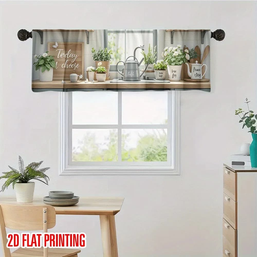 Tenda con stampa rustica Farmhouse Faith Hope Joy da 1 pezzo - Design con stampa piatta 2D, finestra tascabile con asta per finestre corte in cucina