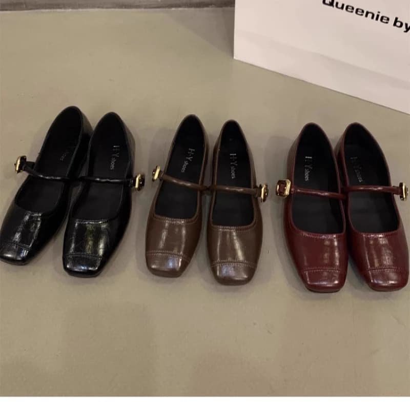 Scarpe da Donna con Punta Quadrata e Tacco Basso 1-3cm, Suola Adesiva Antiscivolo, Design Pieghevole a Profilo Basso, Comode per l'Uso Quotidiano