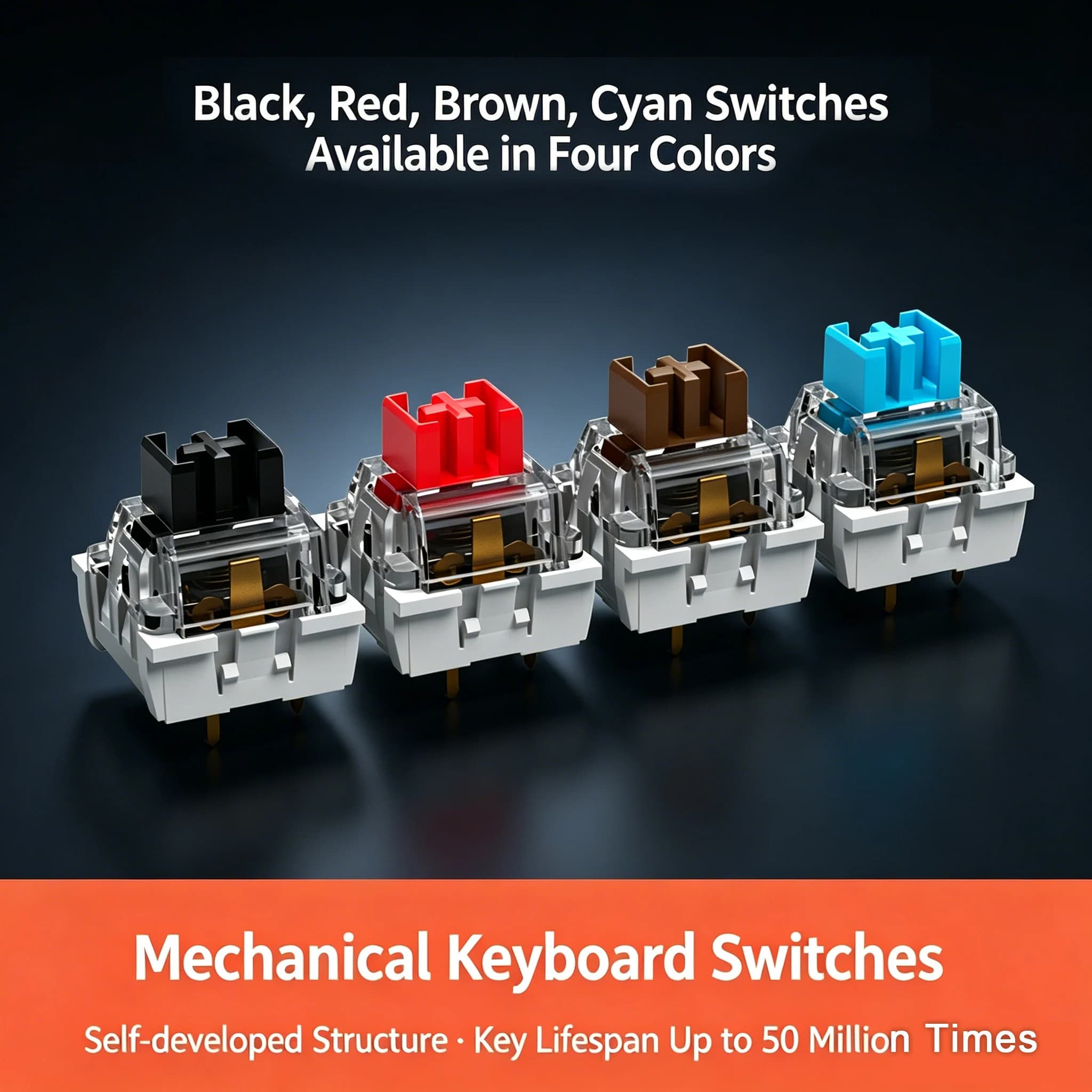 Mechanical Keyboard Switches Dustproof Clicky Linear Tactile Switch for Gaming Keyboard Hot Swappable 3Pin Shaft