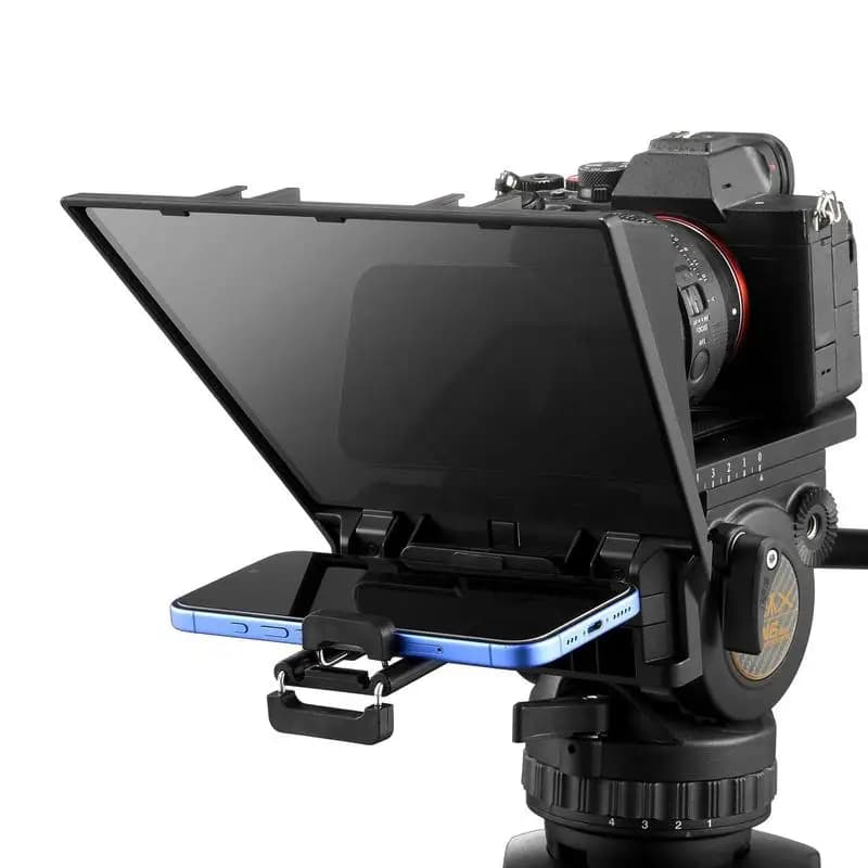 Teleprompter da tavolo in lega di alluminio da 8 pollici con spettroscopio regolabile, telecomando, per YouTube, Twitch, Zoom, supporta DSLR/Webcam/Smartphone, per registrazione video/streaming live