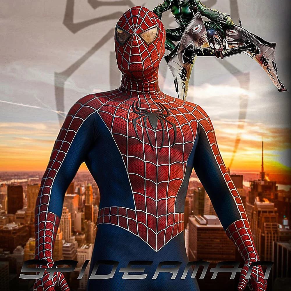 Classico Maguire Raimi SpiderMan Cosplay Logo 3D Tuta Vestito da supereroe Spiderman Zentai Suit Spandex Costume di Halloween per adulti