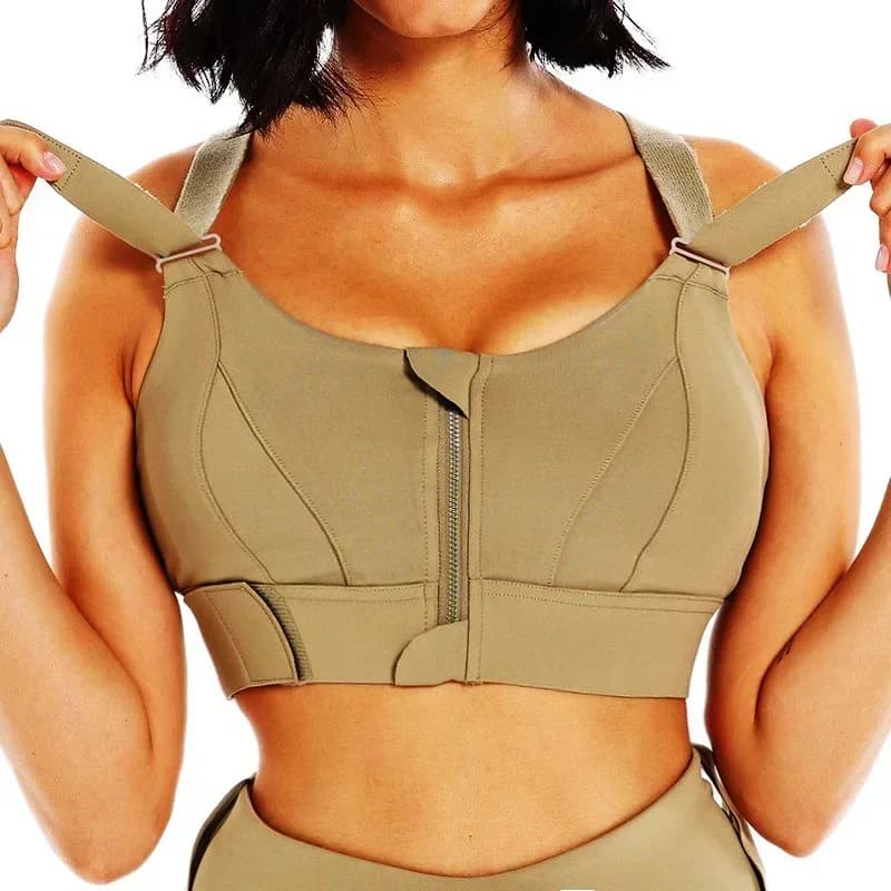 Reggiseno sportivo da donna con cerniera frontale Intimo ad alto impatto Canotte da yoga fitness Canottiera taglie forti Abbigliamento sportivo da corsa antiurto 5XL