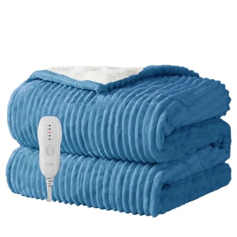 Coperta Elettrica Riscaldante 50"X60" - Coperta Termica con 5 Livelli di Calore - Spegnimento Automatico dopo 3 Ore - Certificata ETL, Lavabile in Lavatrice, Blu