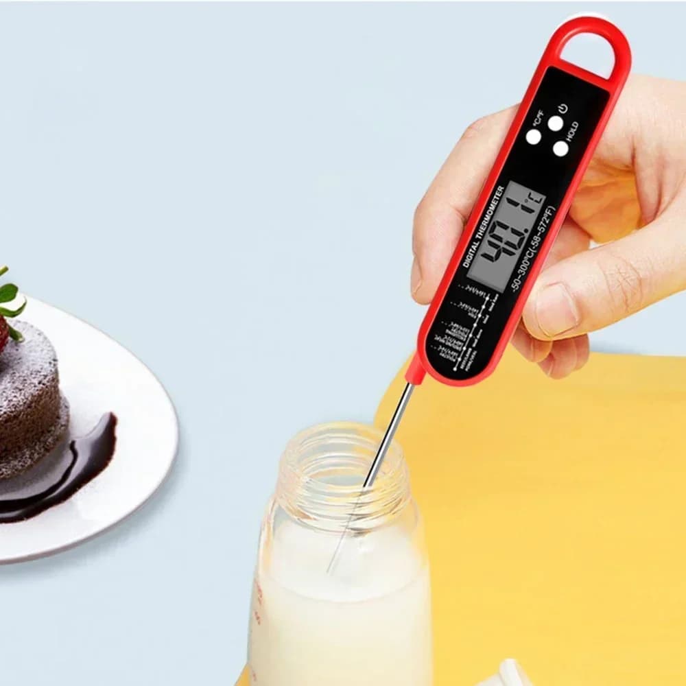 Termometro digitale per alimenti impermeabile da 1 pezzo, adatto per carne da forno da cucina e schermo LCD rotante per barbecue
