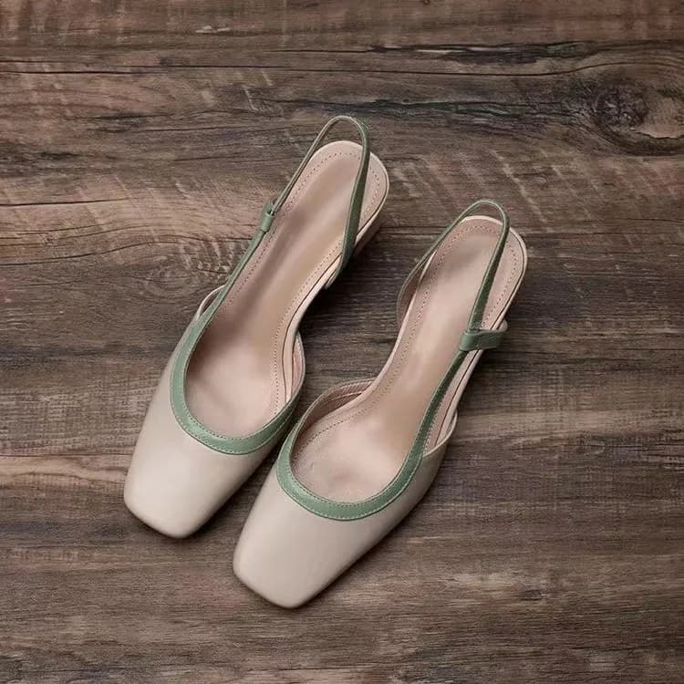 Sandali da Donna con Tacco Spesso e Punta Quadrata, Nuova Collezione Estiva Europea e Americana, Sandali con Tacco Alto e Retro Aperto