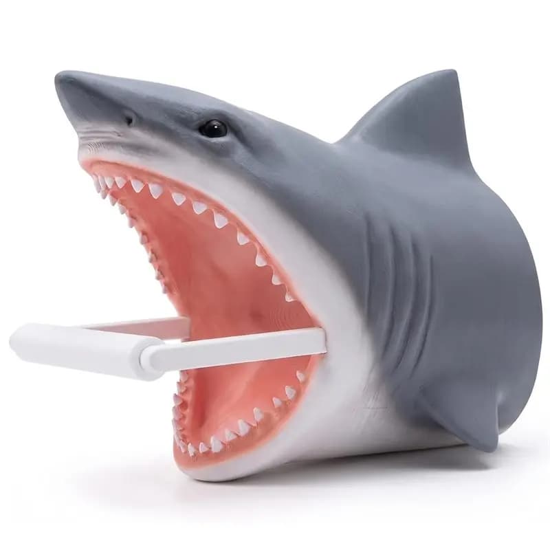 DTEN-Shark Toilet Paper Holder, Wall-Mounted Bathroom Decor Toilet Paper Roll Stand For Bathroom,Modern Ocean Themed For Home