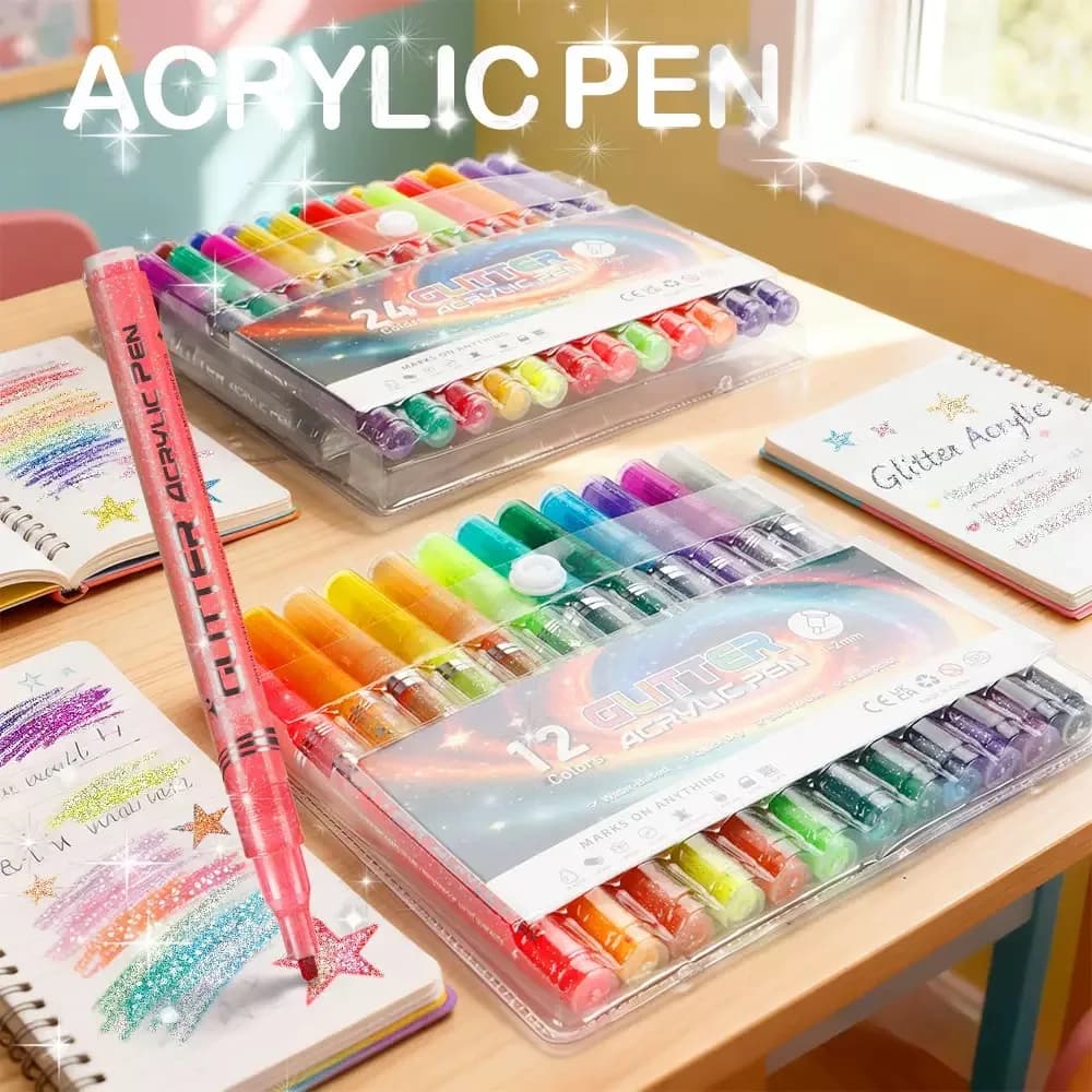 Set di 12-24 Pennarelli Colorati con Punta Fine per Disegno e Pittura, Adatti come Regalo, per Scrittura, Ufficio e Uso Scolastico