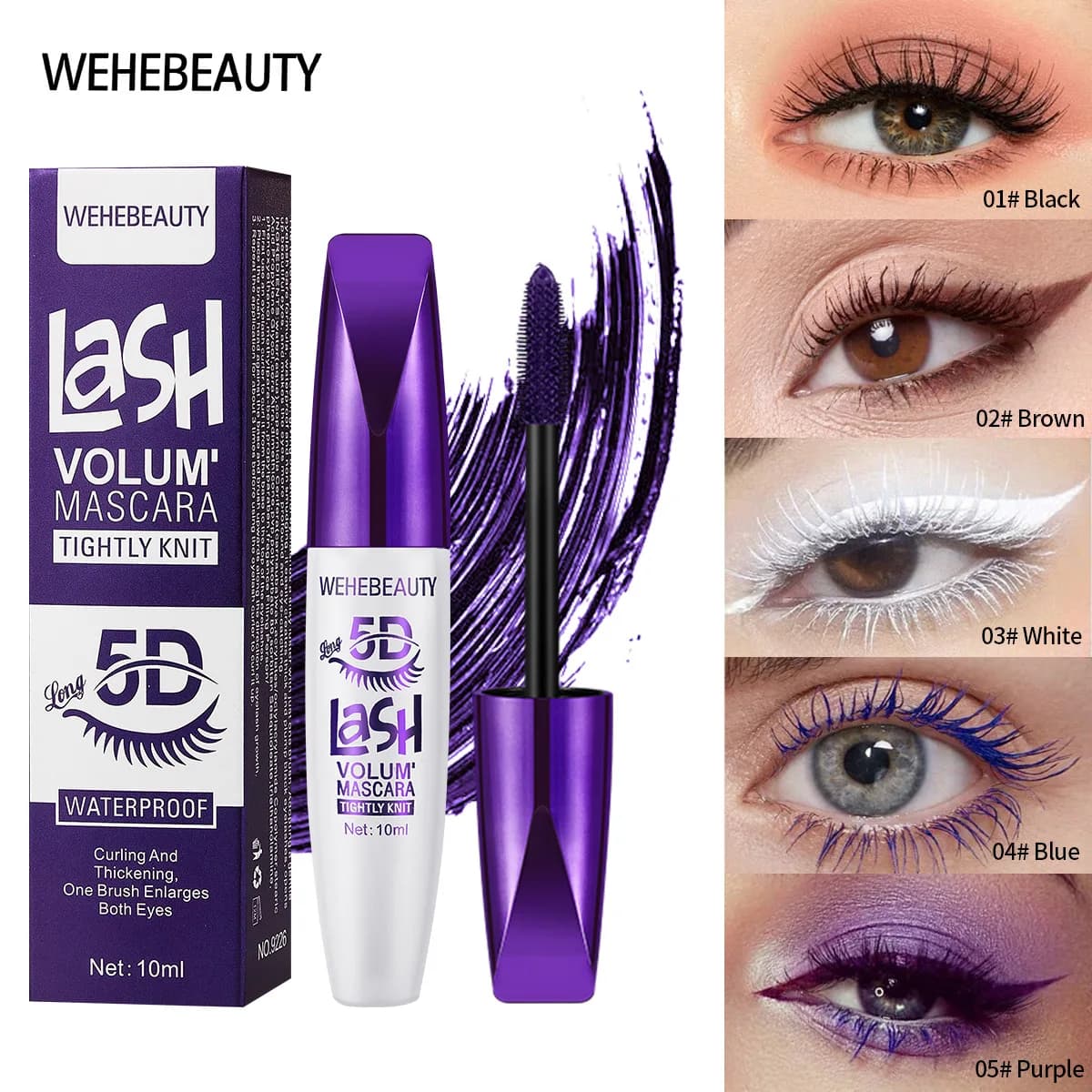 5D Colorful Silk Fiber Eyelash Mascara Long Life Waterproof Without Smudges Beauty Cosmetic For Women's Eye Makeup