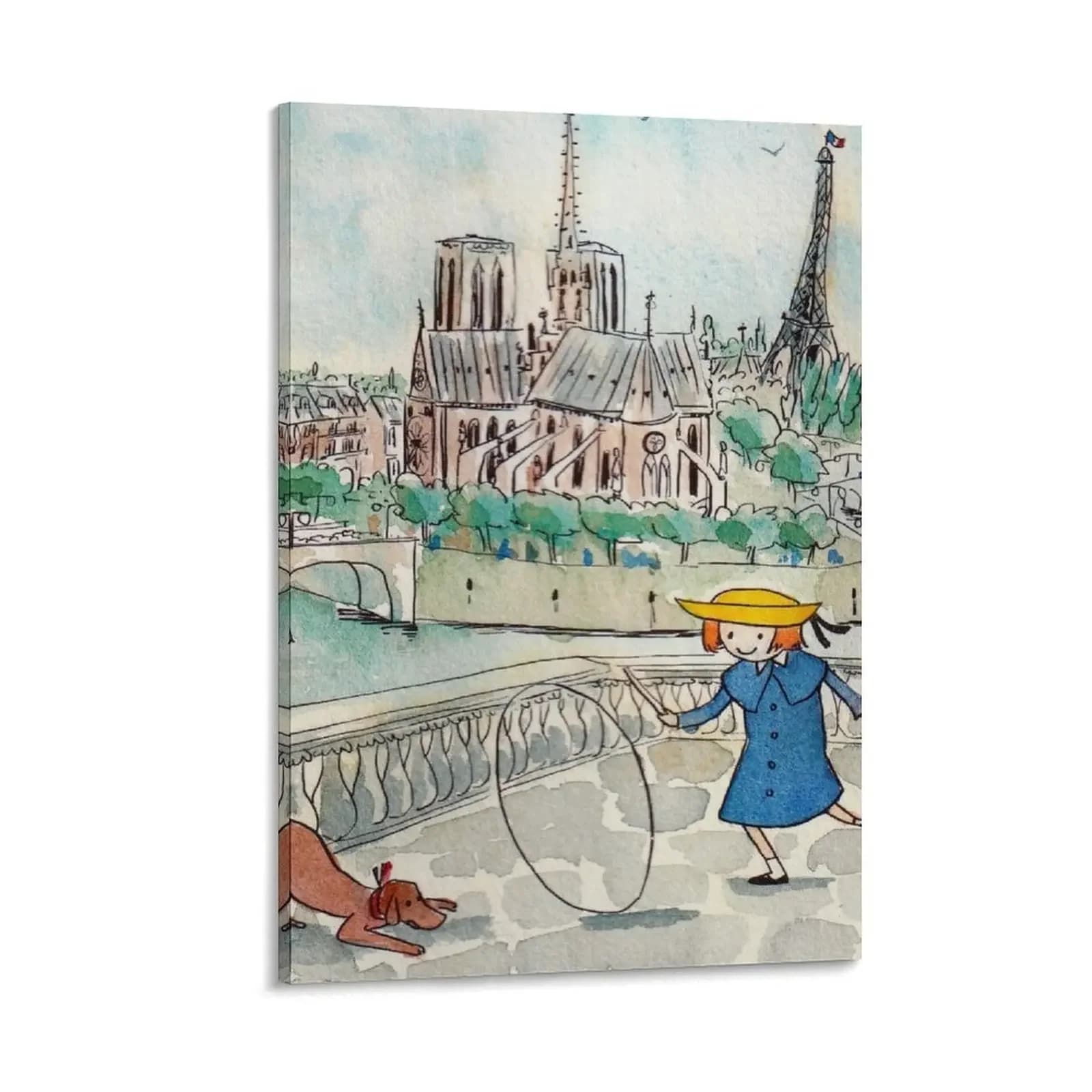 Madeline Paris Watercolor Canvas Painting Decoration Room Wall Decoration Modern Home Decoration