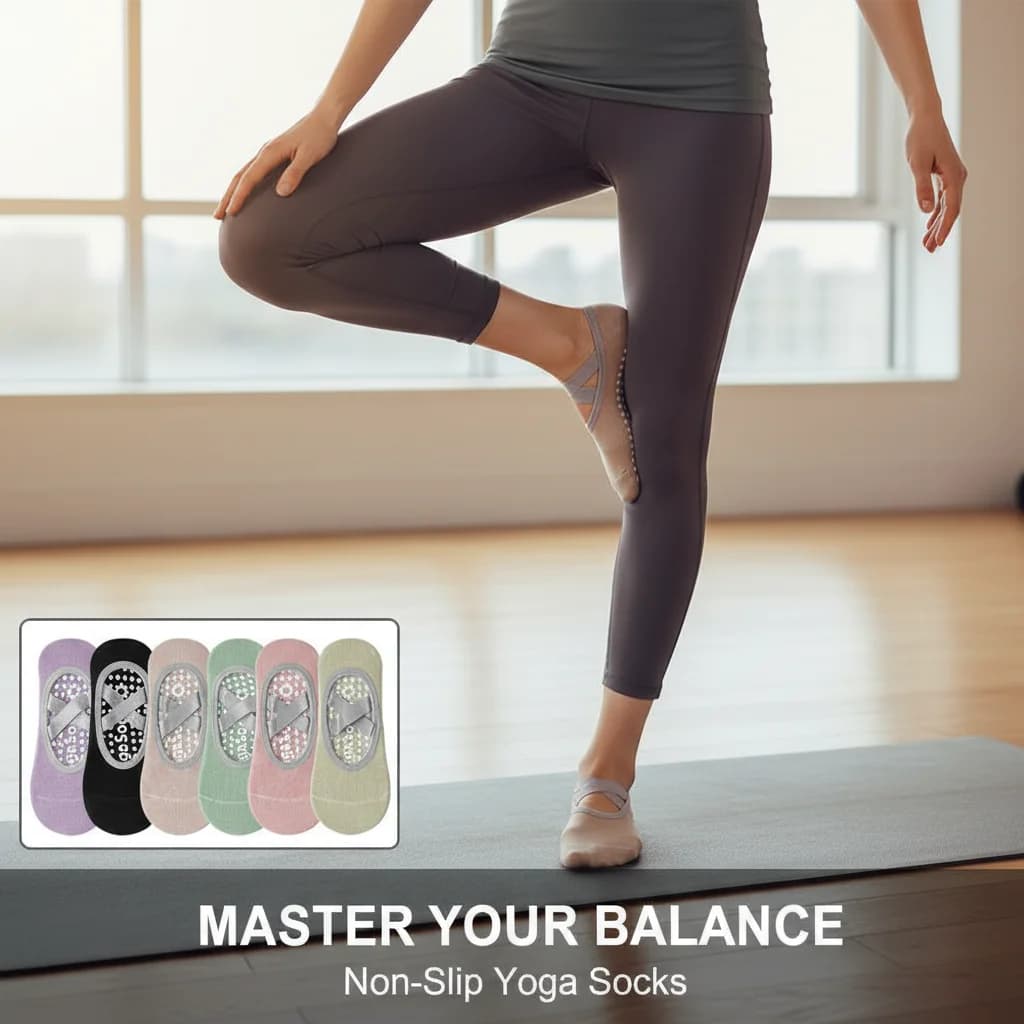 Professional Yoga Socks for Women, Silicone Anti-slip, Without Tallone, Breathable, for Dance and Sport