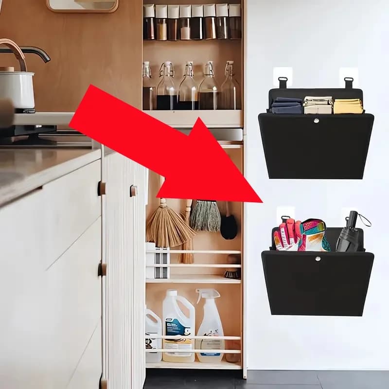 Borsa portaoggetti pieghevole in tessuto da 2 pezzi Organizzatore per scarpe per auto e camper a parete Soluzione sospesa salvaspazio per porte di roulotte