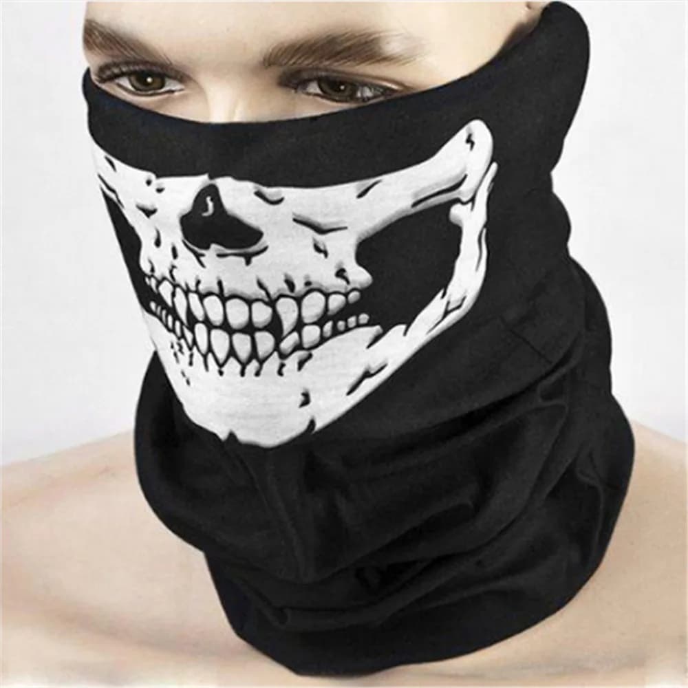 Nuova Sciarpa Balaclava da Uomo con Teschio, Traspirante, Antivento, Maschera da Sci, Copriviso, Bandana per Casco da Moto
