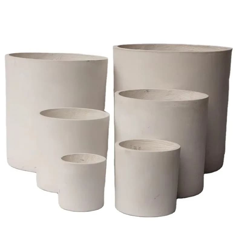 Cylinder Fiber Clay Outdoor Flower Pots & Planters for Cement Plant Use