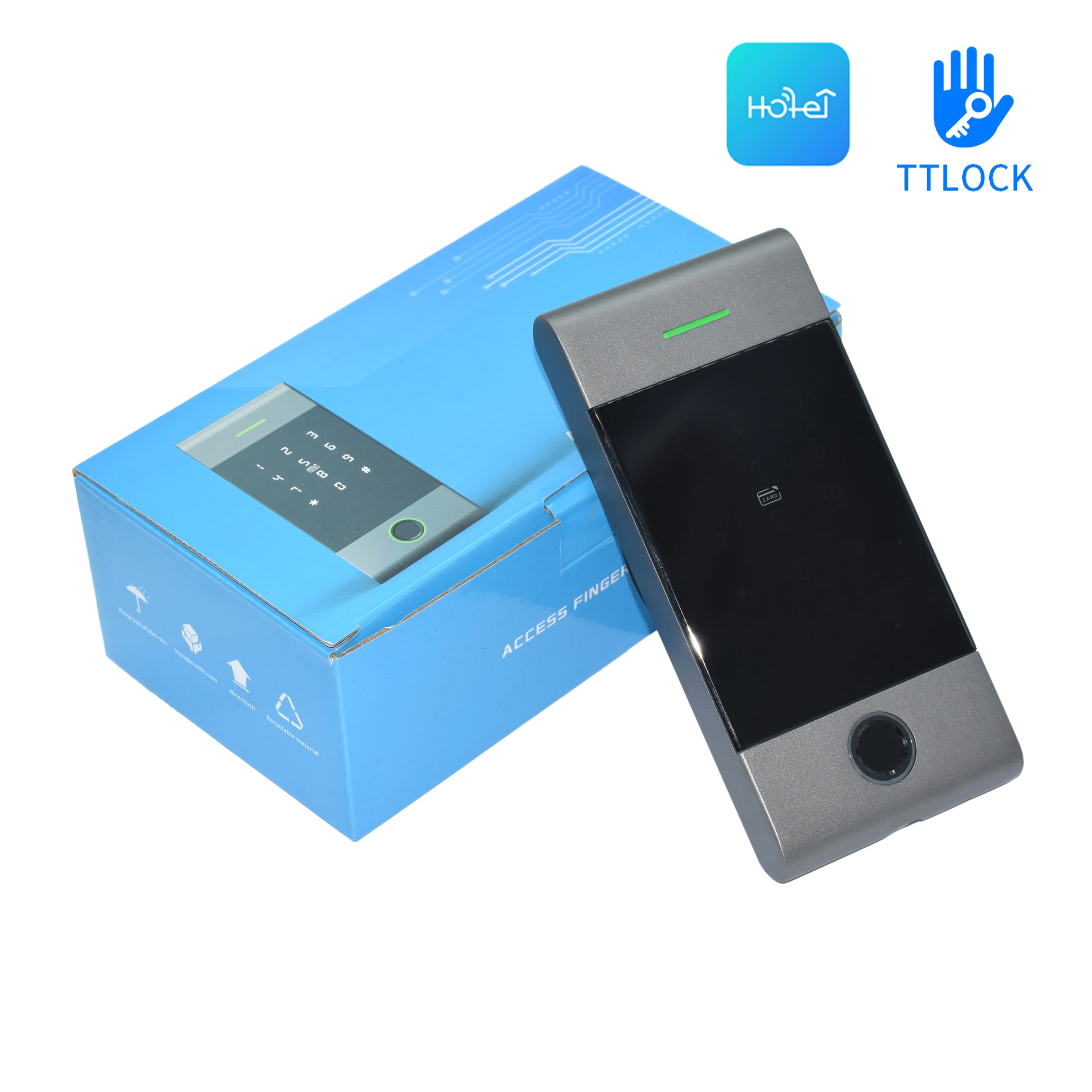 Controllore di Accesso Smart Autonomo in Metallo con Impronta Digitale TTLock TTHotel APP, Impermeabile, Supporta Carta, Password e Rilevamento Presenze