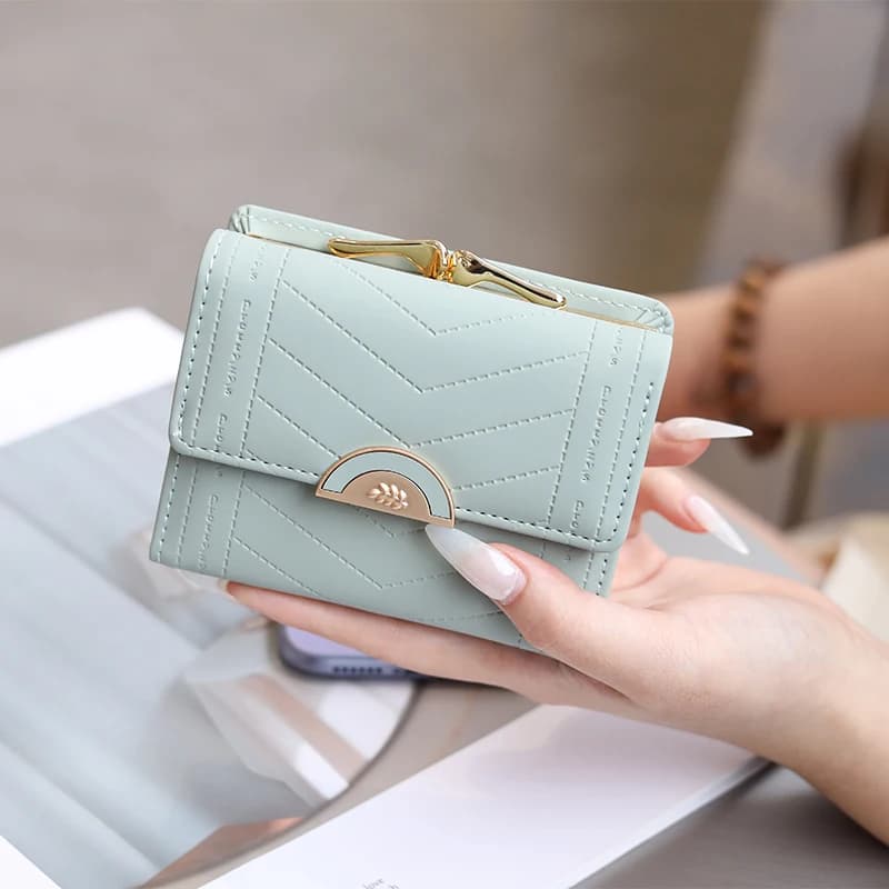Portafoglio corto da donna nuovo autunno e inverno coreano PU struttura in ferro ad alta trama reticolo di diamanti piccola borsa quadrata semplice tutto