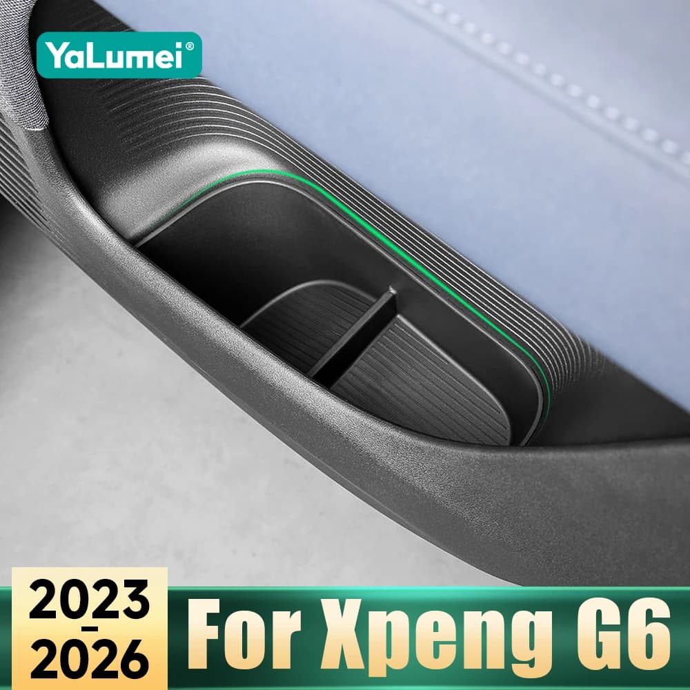 For Xpeng G6 2023 2024 2025 2026 4Pcs TPE Car Front Rear Door Side Storage Box Organizer Tray Black Trash Can Accessories
