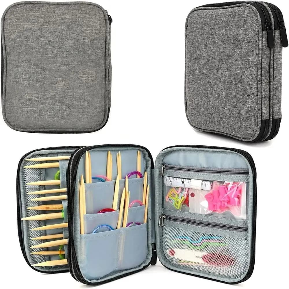 Custodia per ferri da maglia, custodia per aghi all'uncinetto portatile, custodia per Organizer da viaggio per ferri da maglia e altri accessori