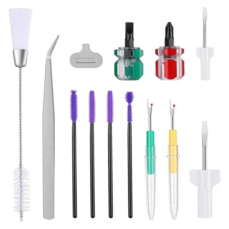 Kit di manutenzione per macchine da cucire ABUN (13 pezzi) con pinzette, cacciaviti e spazzole per una pulizia facile ed efficiente