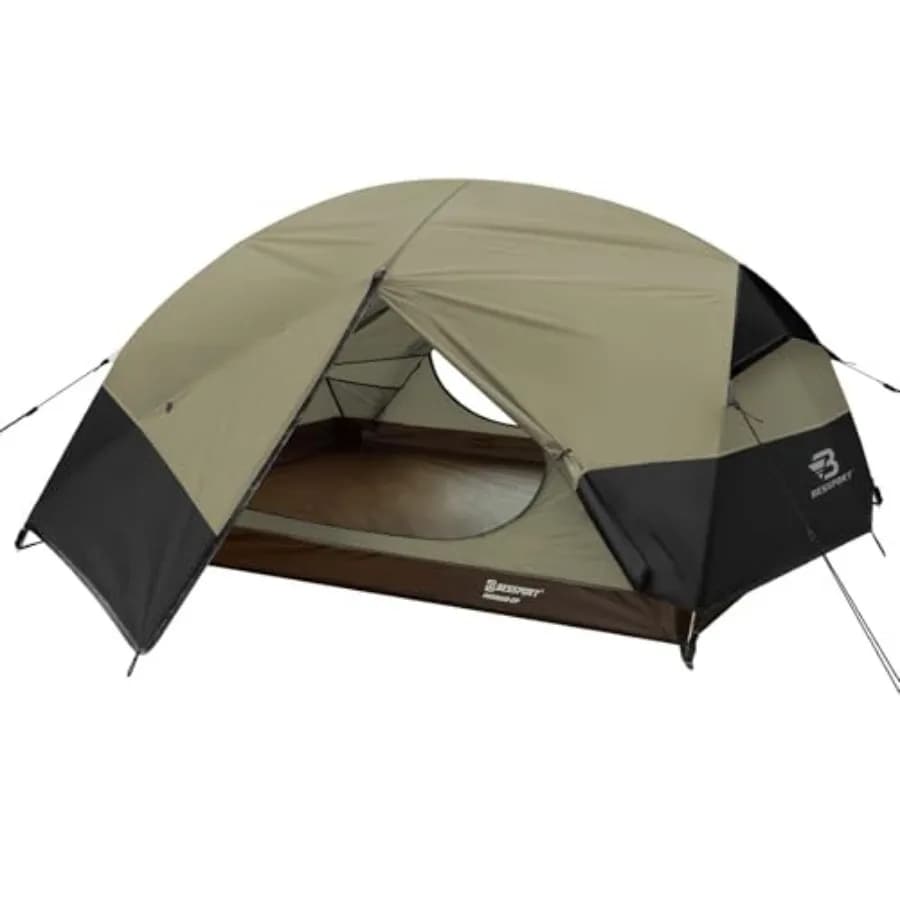 Tenda da Campeggio per 2-3 Persone, Tenda Leggera da Escursionismo Impermeabile Antivento con Due Porte Facile da Montare Doppio Strato per Esterni