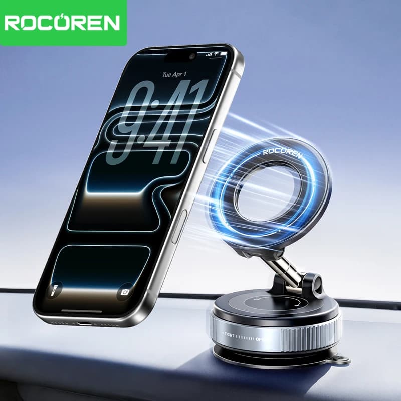 Supporto magnetico per telefono da auto Rocoren, supporto per telefono Magsafe con ventosa, rotazione a 360° ° Supporti per Accessori Auto con Sistema di Adsorbimento