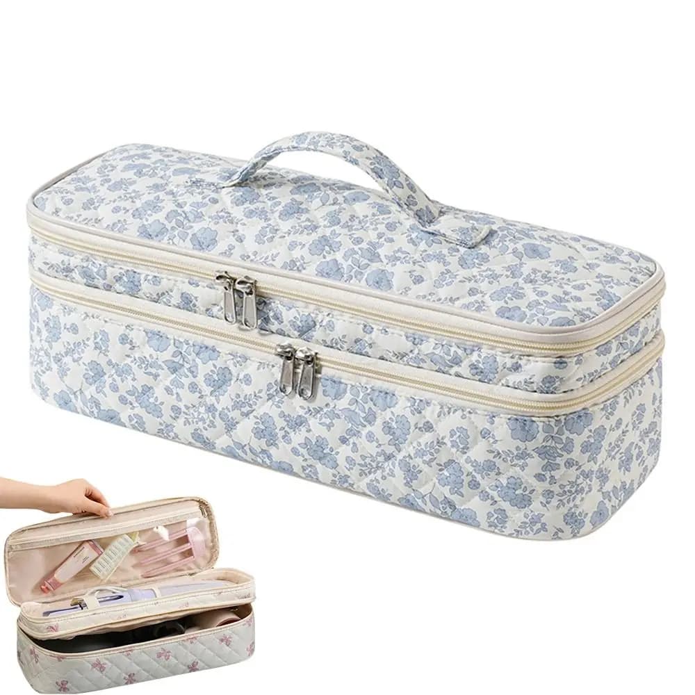Cotton Hair Dryer Storage Bag Double-Layer Lightweight Travel Storage Pouch Large Capacity Makeup Bag Curling Iron Storage