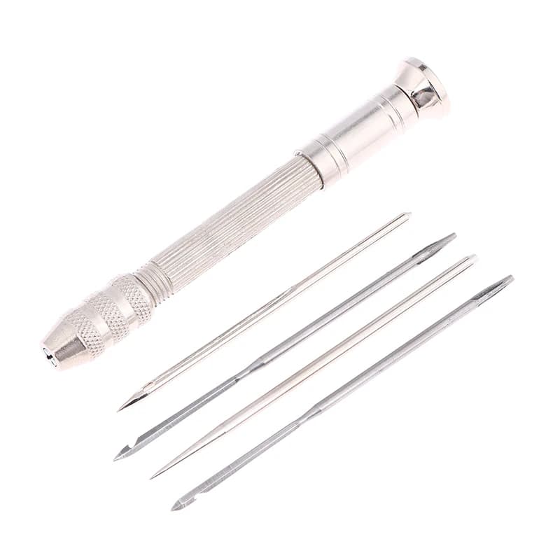Kit di riparazione per punteruolo per cucito in pelle con aghi per punzonatura sostituibili Manico per punteruolo per cuciture di scarpe Artigianato in pelle fai-da-te