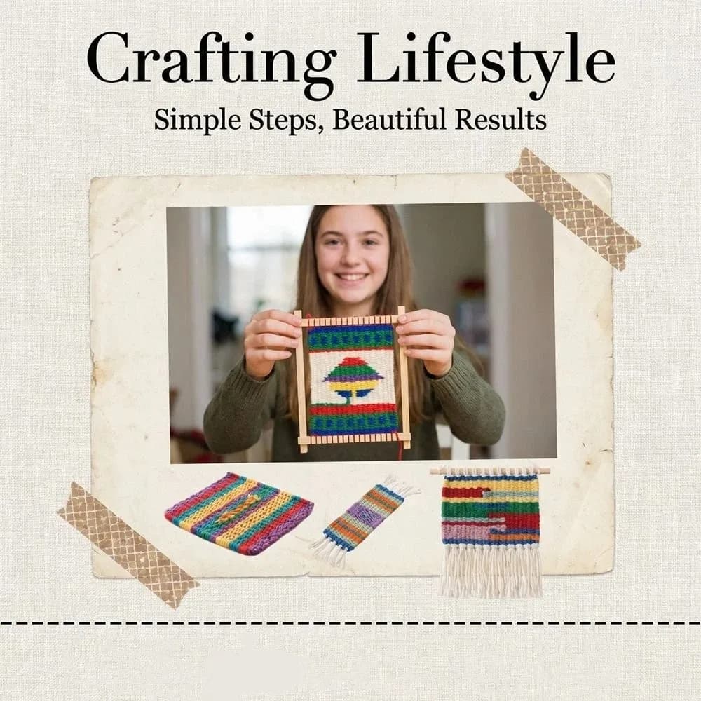 Durable Wooden Wooden Weaving Loom Mini Lightweight Hand-Knitting Machine Detachable DIY Weaving Tool for Beginners