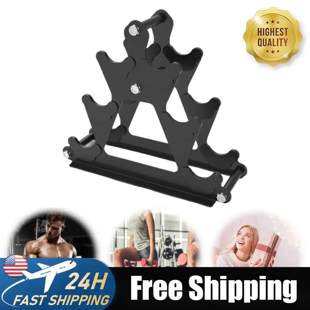Supporto per Manubri a 3 Livelli, Compatto, Contiene 3 Paia di Manubri, Organizzatore per Pesi per Allenamento Fitness