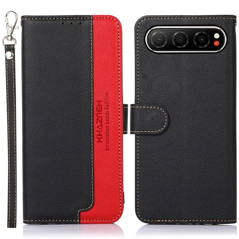 Custodia a portafoglio in pelle bicolore con slot per carte e protezione anticaduta per ZTE nubia Air Music Focus 2 Ultra Pro Neo RFID
