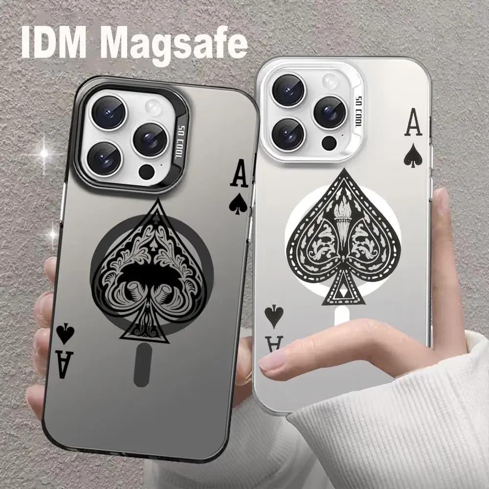 Ace Of Spades Custodia per telefono moda per iPhone 16 15 14 13 12 11 Pro Max Mini Plus per custodie di ricarica wireless IDM Magsafe