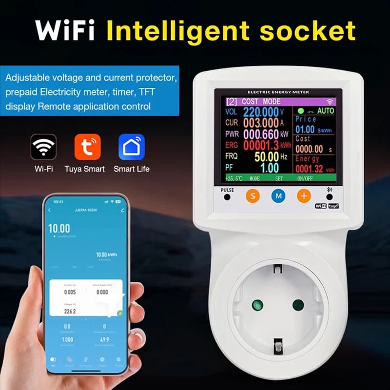 AA60-WIFI Smart Wattmete Digital Power Meter Electric Power Meter Voltage Current Protection Switch Timer EU Plug
