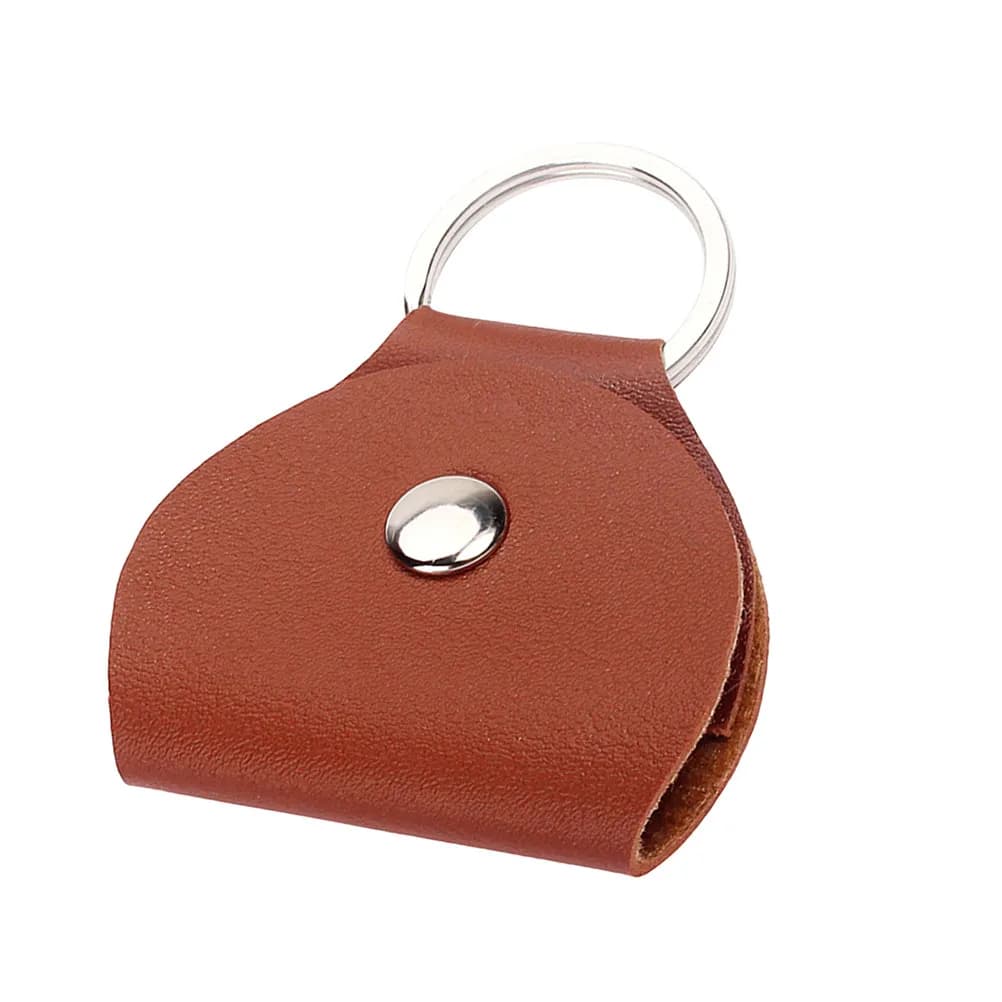 1 Pezzo Porta Plettri per Chitarra in PU Marrone Chiaro, Custodia Portatile Robusta con Portachiavi per Chitarristi in Movimento