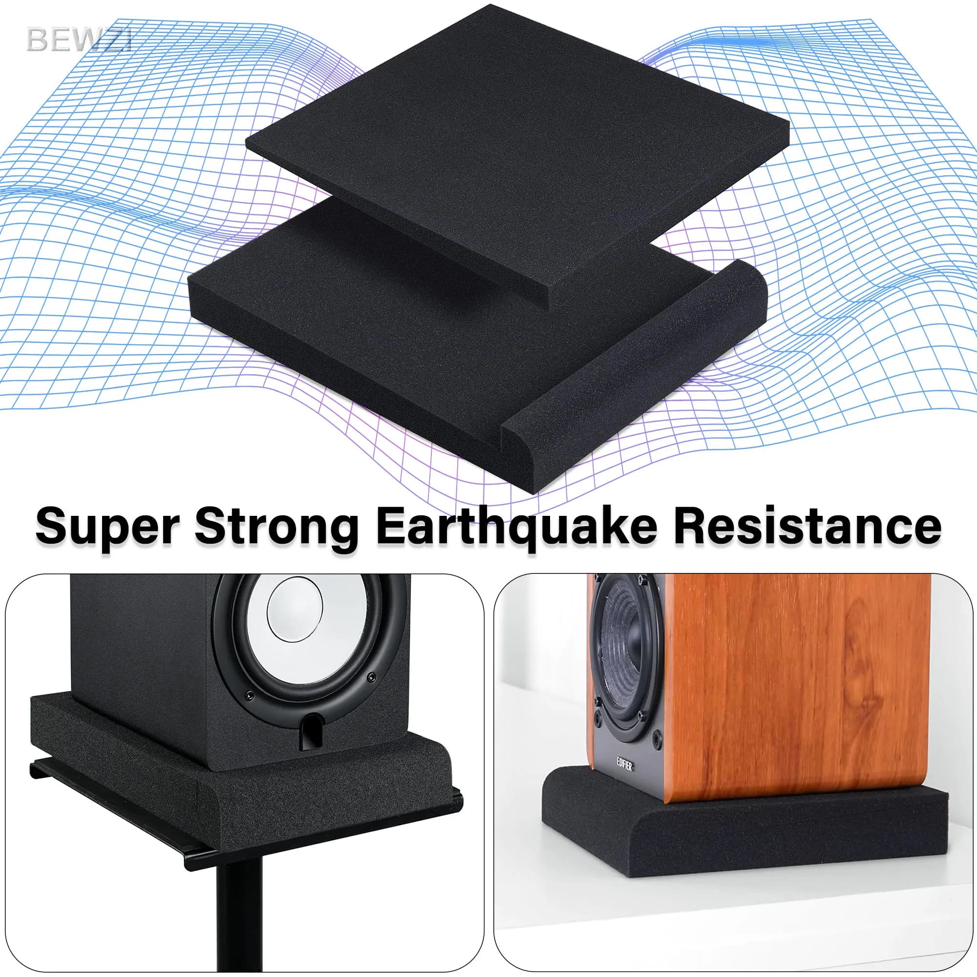 Studio Monitor Speaker Base Acoustic Isolation Sponge Pads for 1 Pair,Speaker Pads Super Anti-vibration