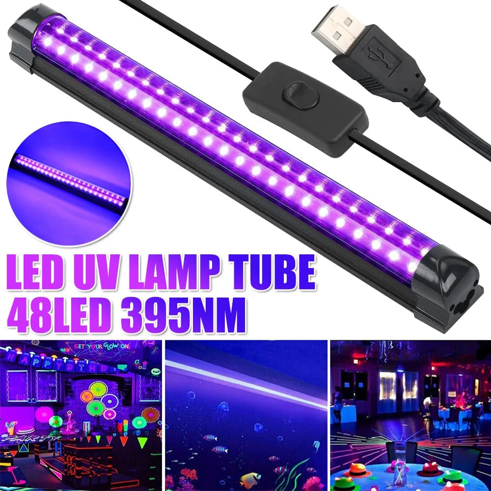 Tubo luminoso nero 5W/10W USB Spina UE/USA UV LED Lampada a luce nera 395 nm Barra luminosa nera Effetto luce Luce per feste Illuminazione scenica