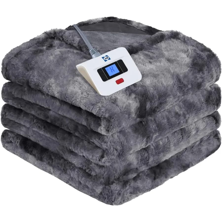 Coperta elettrica Coperta riscaldante riscaldata a grandezza naturale Pelliccia sintetica e flanella con 10 livelli di riscaldamento e spegnimento automatico di 1-12 ore Veloce