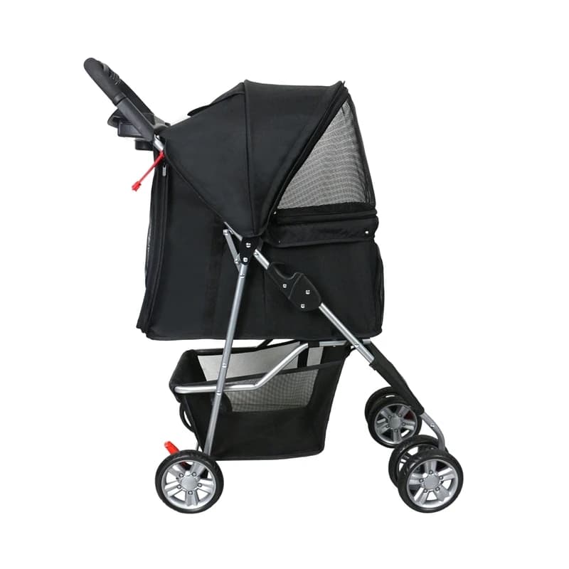 Passeggino per Animali Domestici Personalizzabile dal Produttore, Carrello Pieghevole a 4 Ruote, Design Comodo e Regolabile