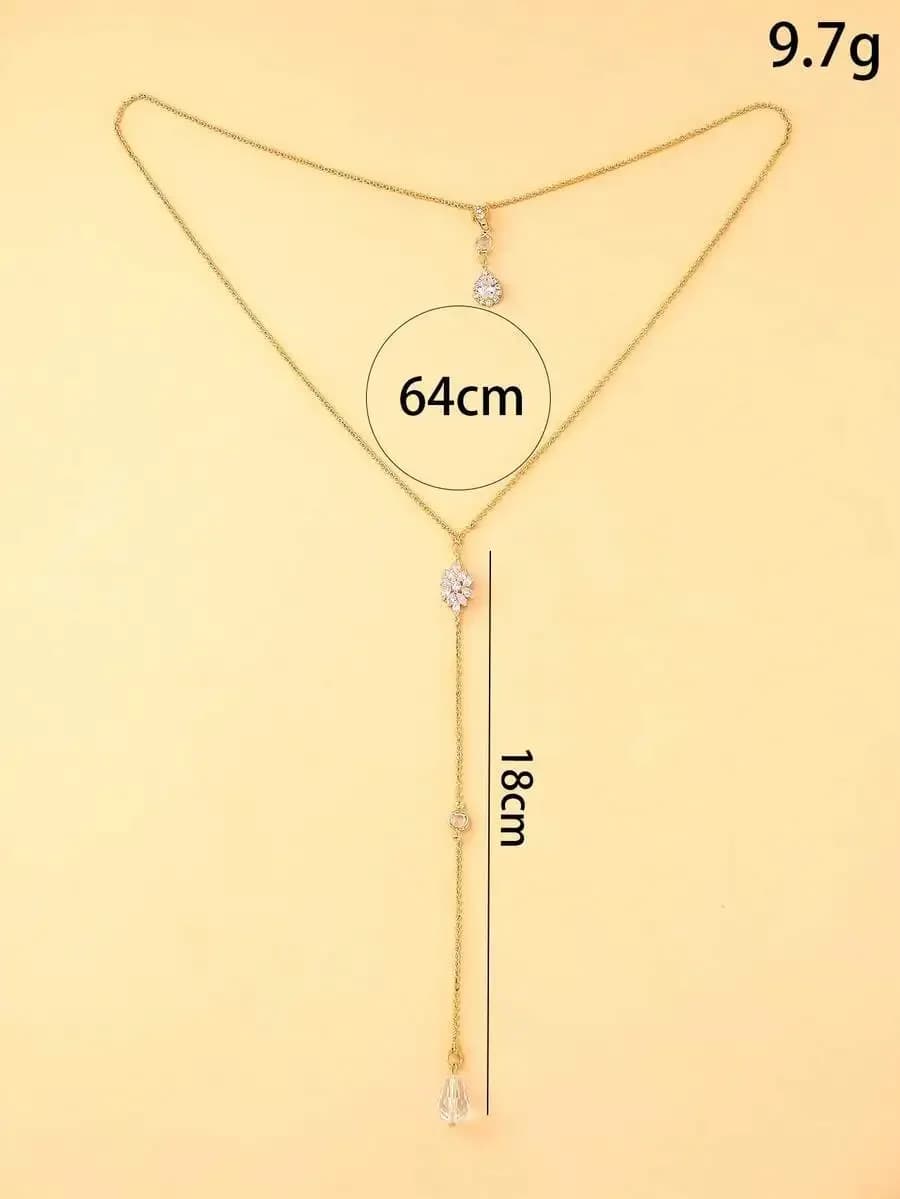 Catena per il corpo a goccia d'acqua per donna, collana con nappe a lariat