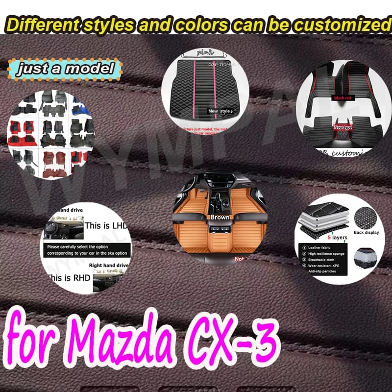 Tappetini auto LUXURI per Mazda CX-3 CX3 DK 2016~2022 Tappetino di lusso in pelle
