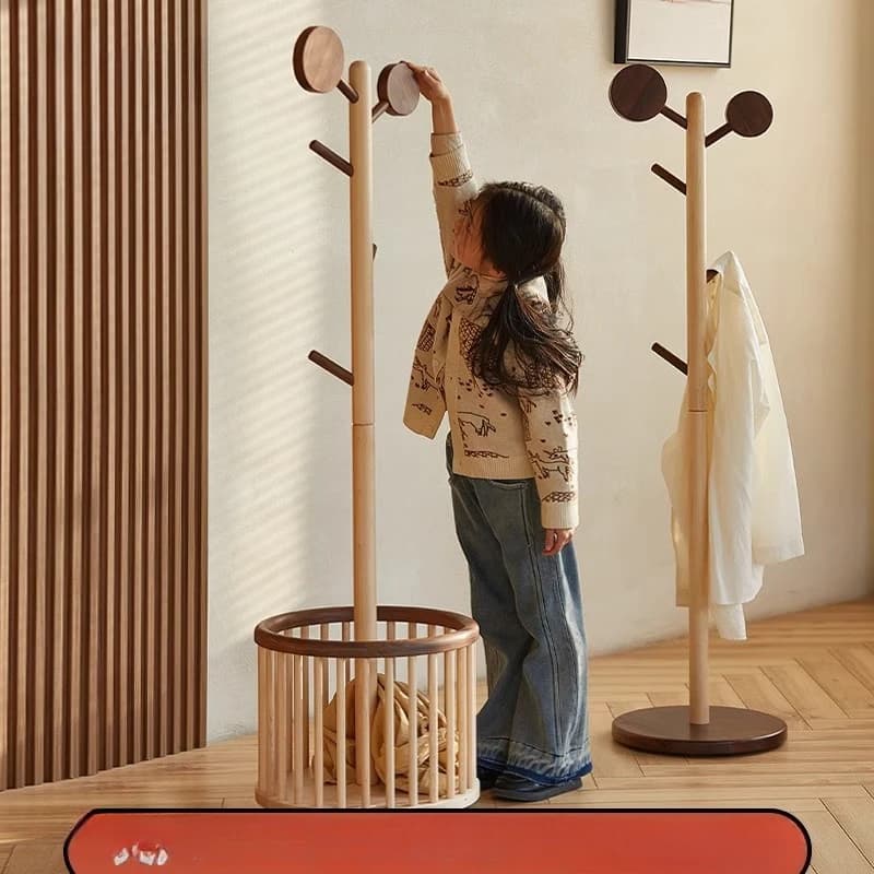 Solid wood design floor hanger, dirty clothes basket, removable bedroom, Japanese clothes hangers, dirty clothes holders