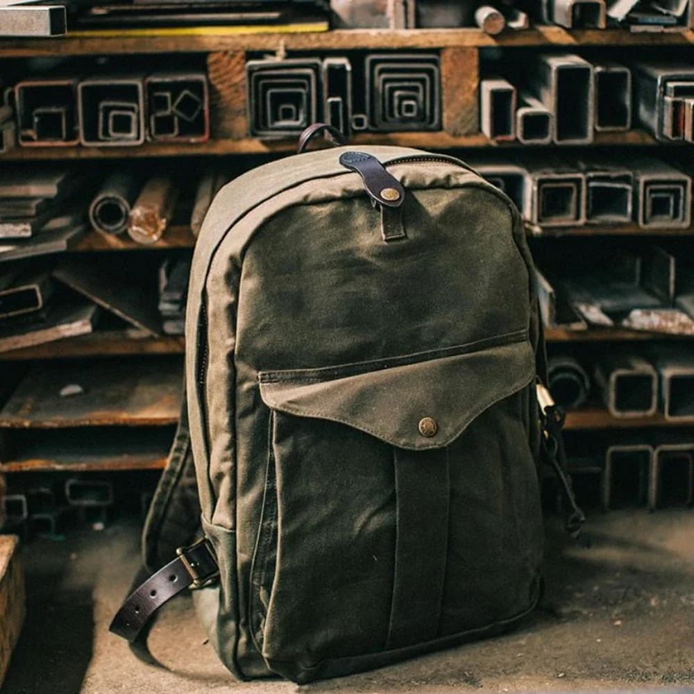 Heavy Oil Wax Canvas Backpack 15.6" Laptop Waterproof Vintage Outdoor Travel School Bag for Men Women
