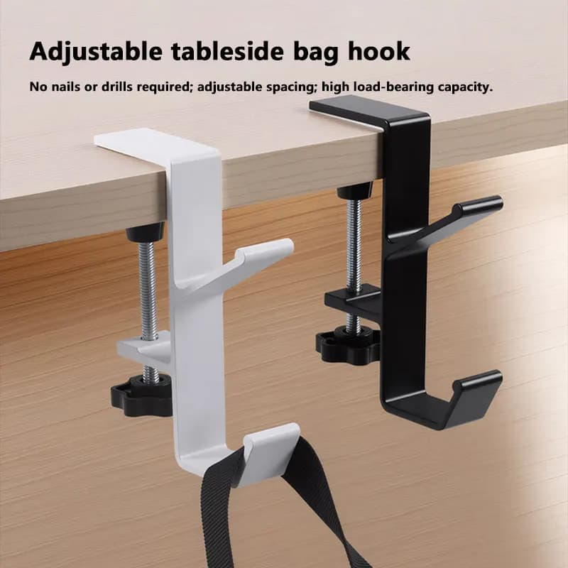 Hook Without Punching Student Desk Edge Hanging Bag Hook Desk Handbag Hanger Mental Mount Bag Holder Hook Clamp Adjustable