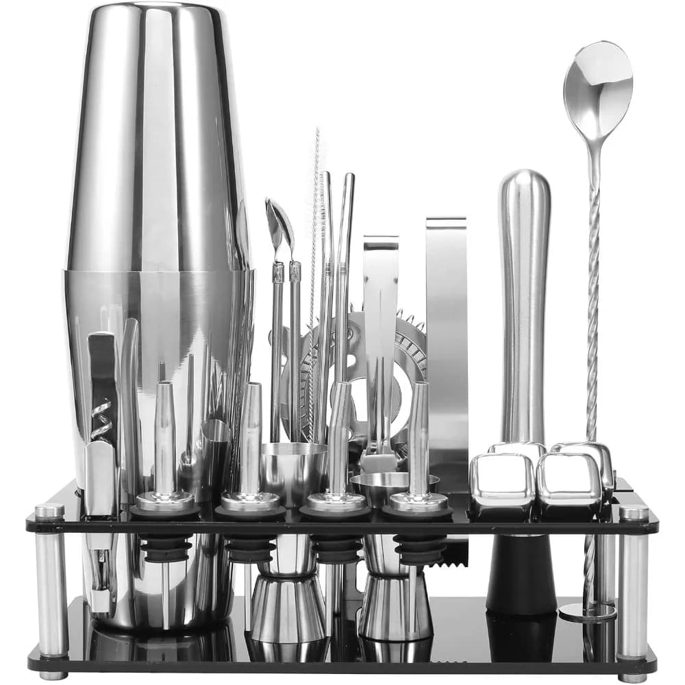 Set di 25 shaker per cocktail Boston, kit da barista per la casa, bar, bevande, vino, martini, mixer, cocktail shaker, strumento per barista