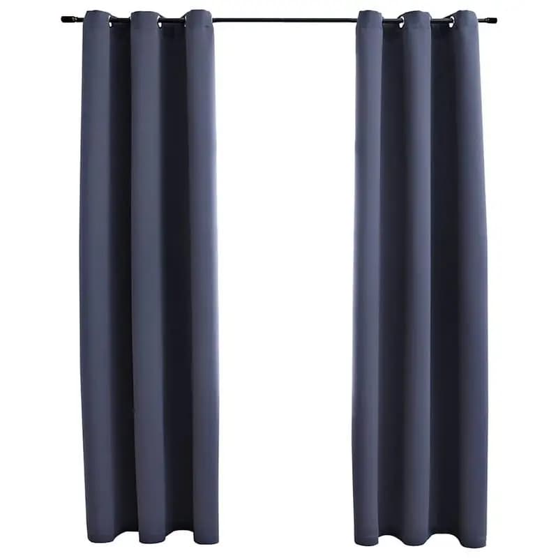 Tende Oscuranti con Anelli 2 pz Antracite 94x160 cm Tessuto