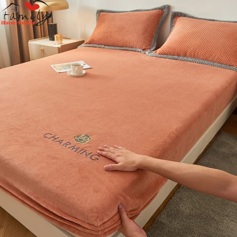 Bed linen with corners of winter milk velvet bedspread with elastic band cover mattress often warm Queen King Size mat decorations for the house