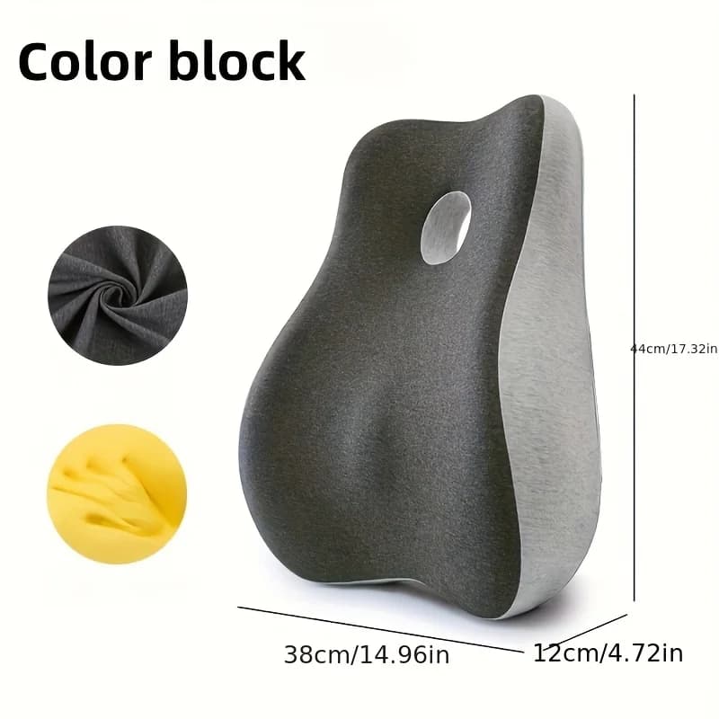 Cuscino Lombare Ergonomico in Memory Foam con Fodera Rimovibile, Supporto Posturale Morbido