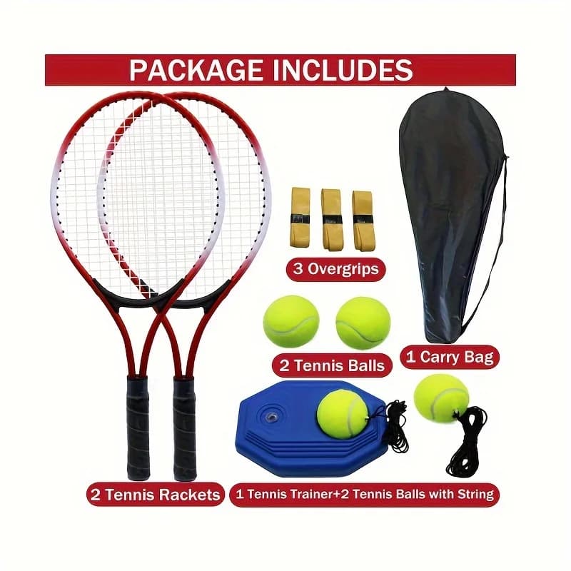 Set di Racchette da Tennis per Principianti Adulti con Sistema di Ritorno Automatico per Allenamento Individuale