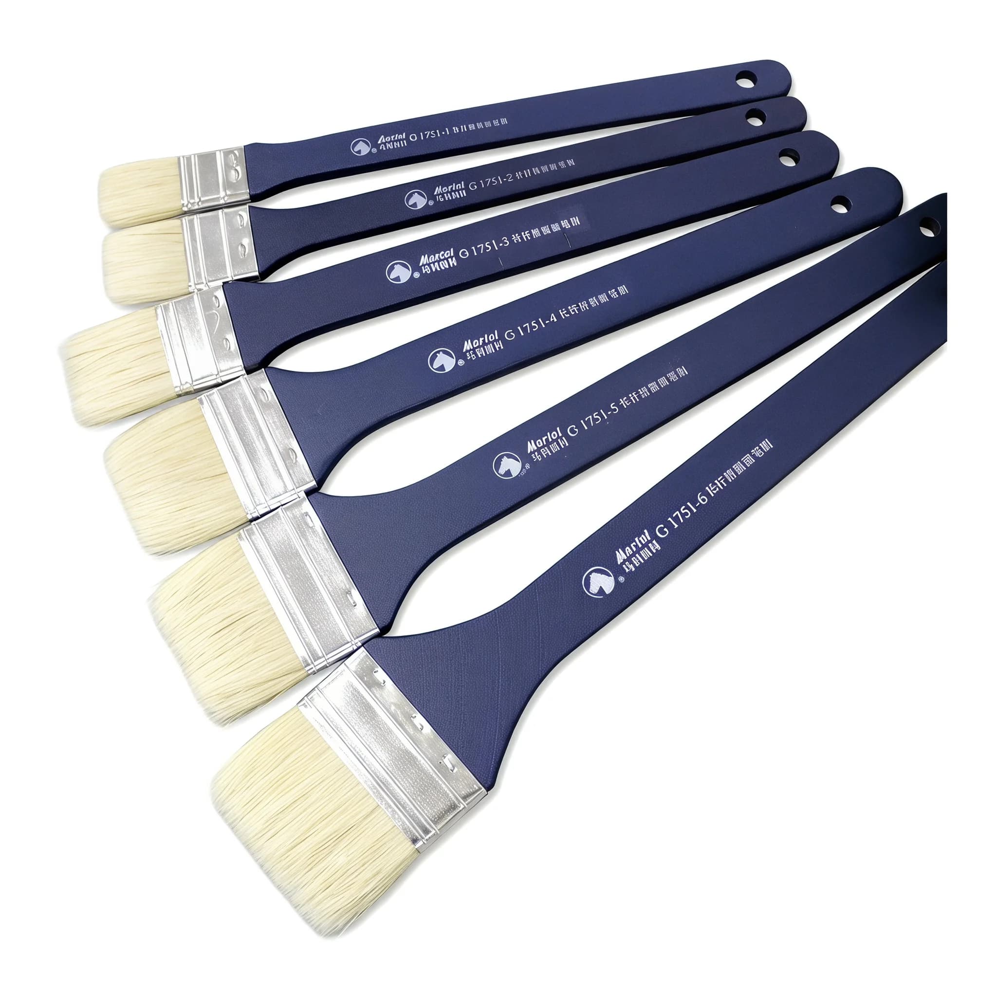 Marie's Long Handle Bristle Brushes, Durable Hog Hair Paintbrushes for Acrylic, Oil and Gouache Painting, Professional Art Tools