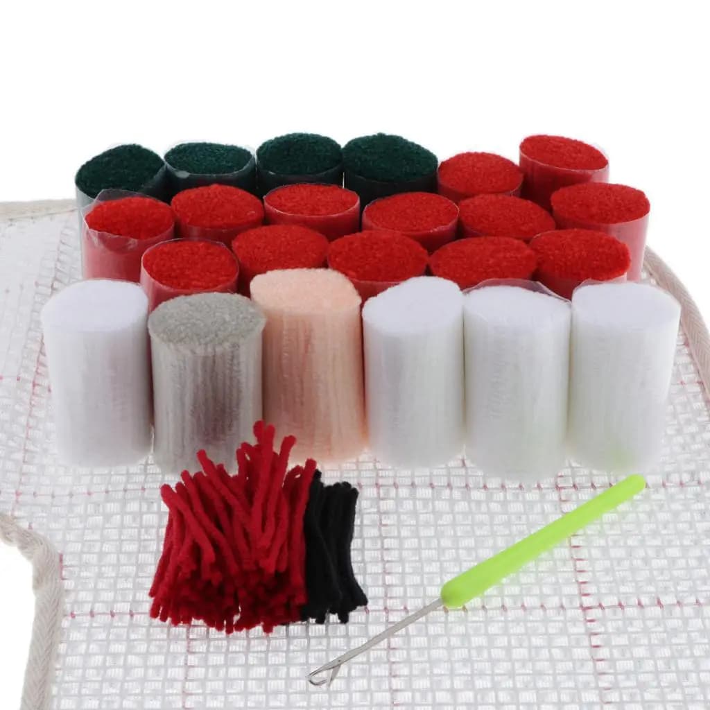 Latch Hooking Kit Skill Embroidery Latch Hook Set Cute Sock Theme Rug DIY Needlework Supplies for Living Room Cushion Decor