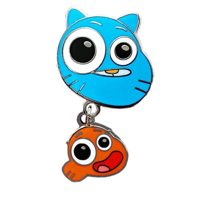 The Amazing World of Gumball Brooch Cartoon Character Cat and Fish Charm Badge Anime Peripheral Metal Pin Collect Accessories